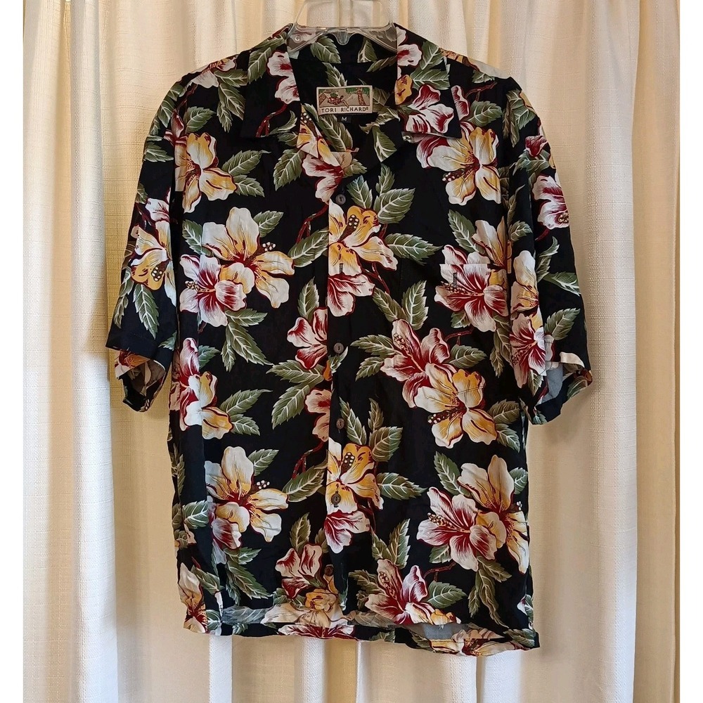 Tori Richard Men's M‎ Hawaiian Hibiscus Floral Button-Up Short Sleeve Shirt
